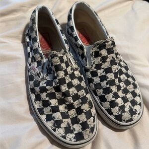 Vans Snoopy special addition Black and White Checkered Slip-On Sneakers
